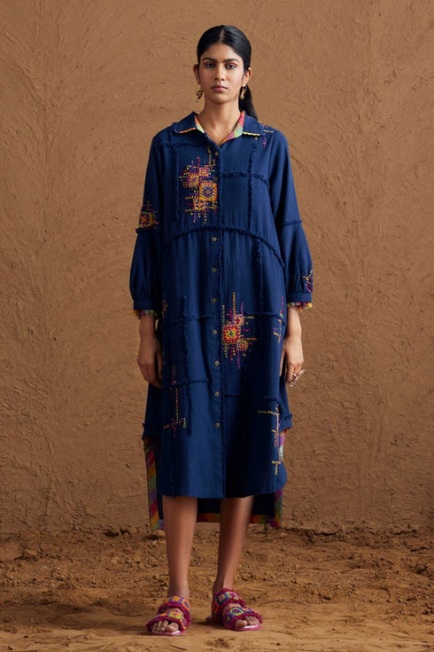 Gulzaar blue shirt dress