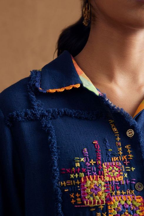 Gulzaar blue shirt dress