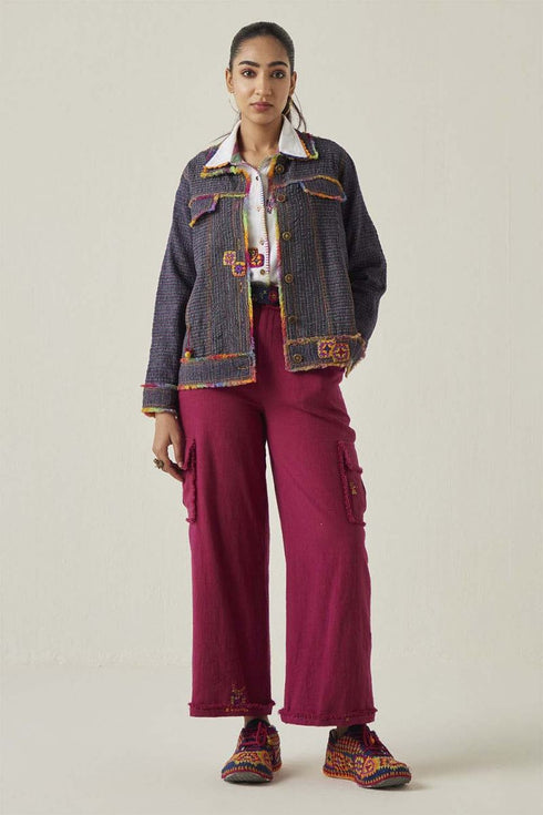 Gulzaar blue smocked jacket