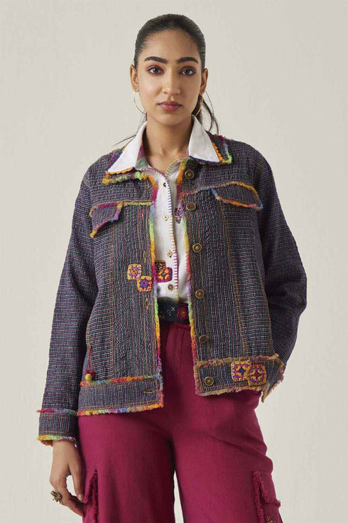 Gulzaar blue smocked jacket