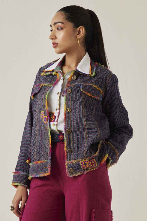 Gulzaar blue smocked jacket