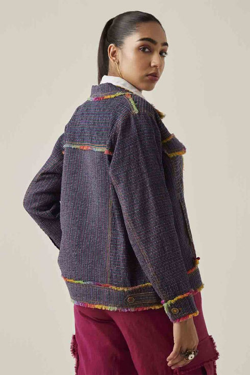 Gulzaar blue smocked jacket