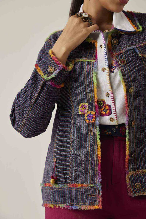 Gulzaar blue smocked jacket