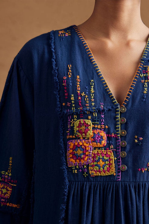 Gulzaar blue yoke dress
