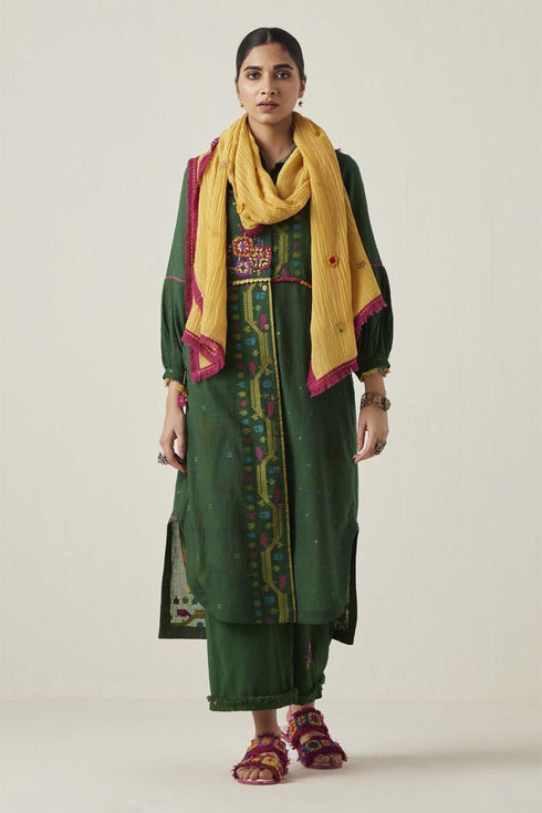 Gulzaar green frayed pants