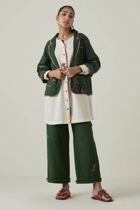 Gulzaar green frayed pants