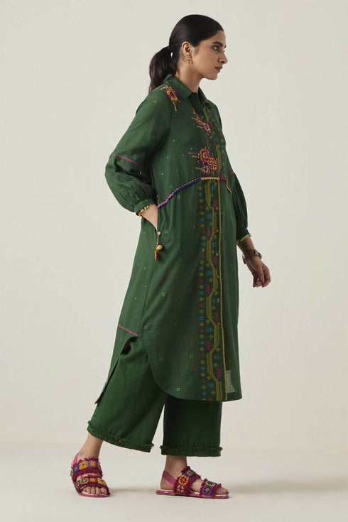 Gulzaar green frayed pants