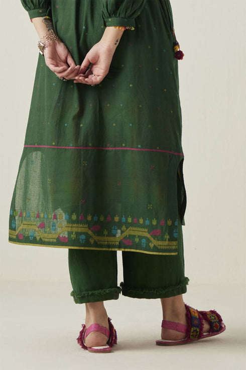 Gulzaar green frayed pants