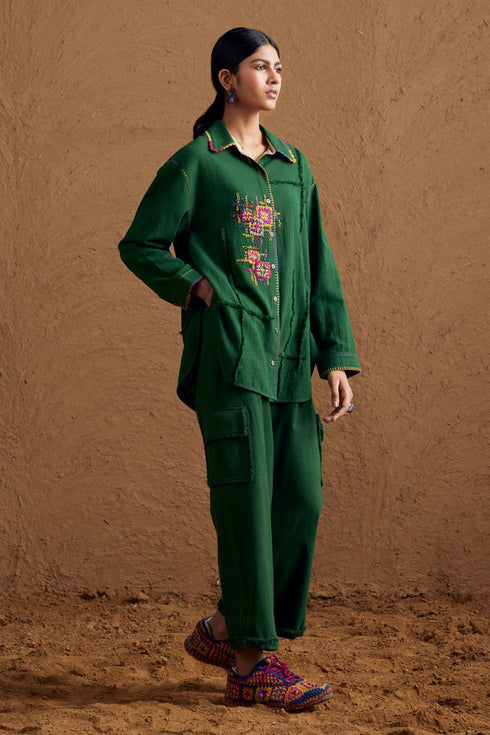 Gulzaar green long shirt