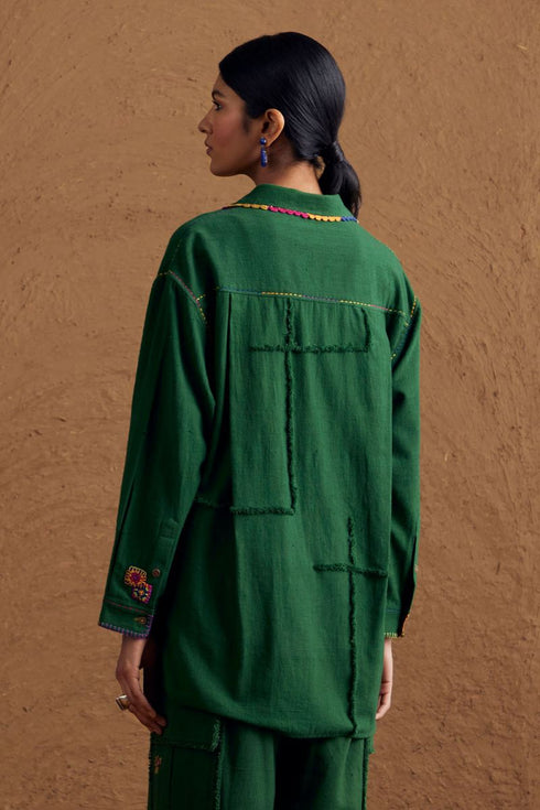 Gulzaar green long shirt