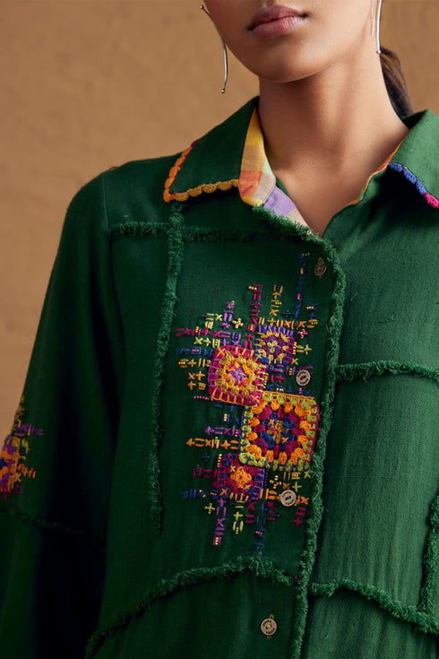 Gulzaar green shirt dress