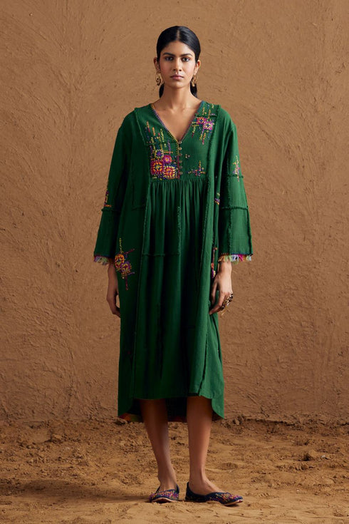 Gulzaar green yoke dress