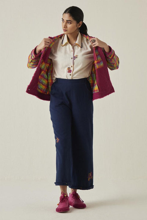 Gulzaar off-white crop shirt