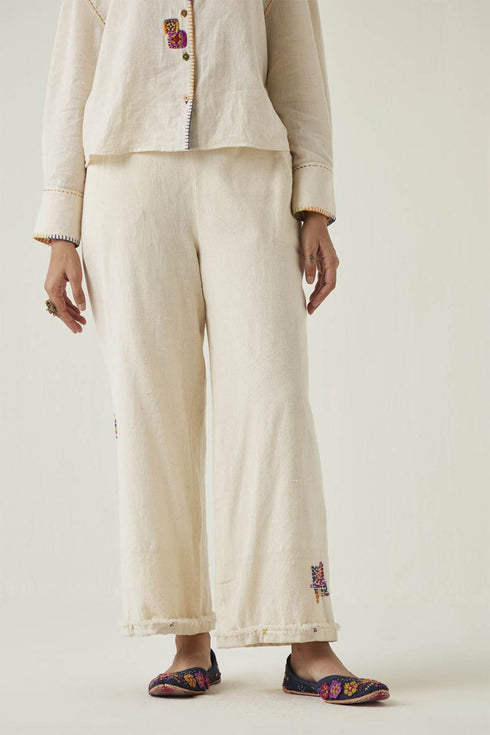 Gulzaar off-white frayed pants