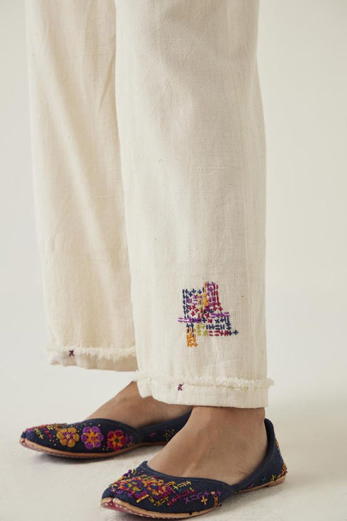 Gulzaar off-white frayed pants