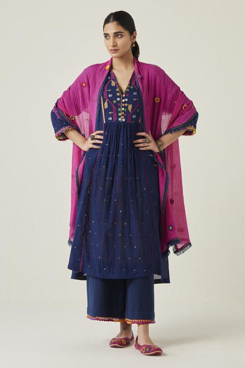 Gulzaar pink frayed stole