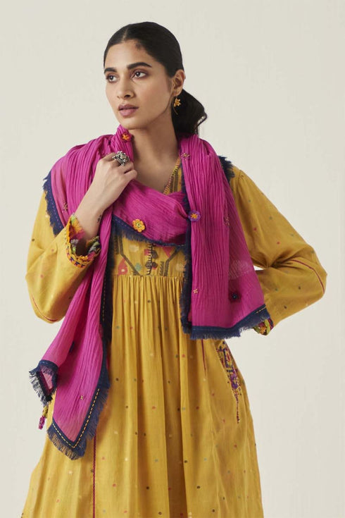 Gulzaar pink frayed stole