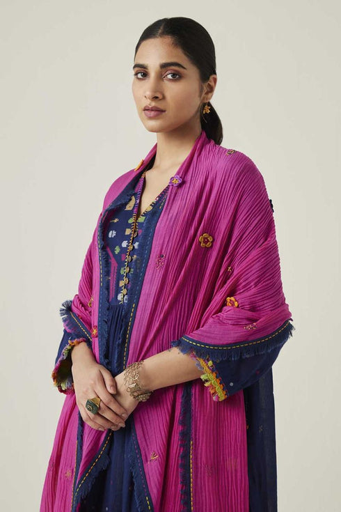 Gulzaar pink frayed stole
