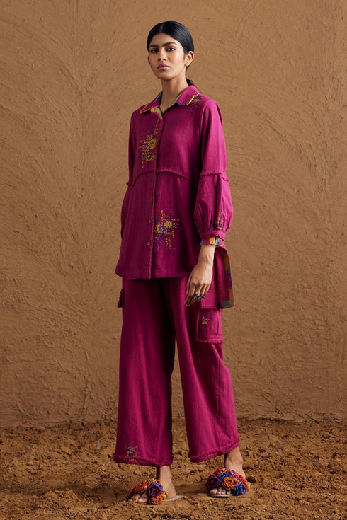 Gulzaar pink high low shirt