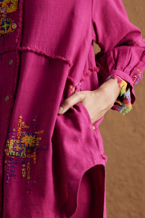 Gulzaar pink high low shirt