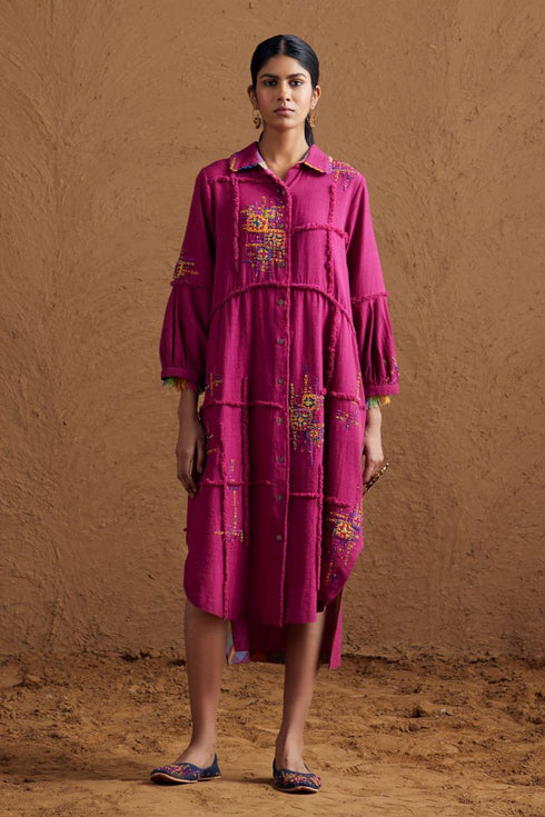 Gulzaar pink shirt dress
