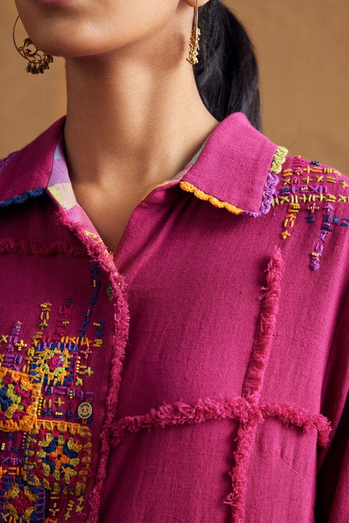 Gulzaar pink shirt dress