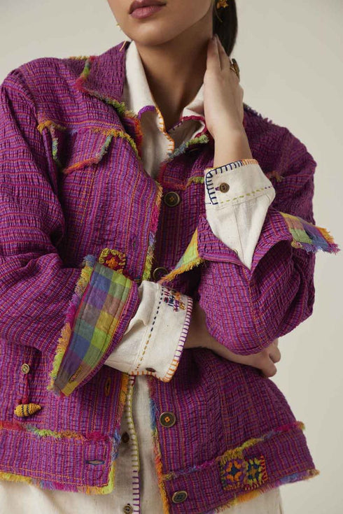 Gulzaar pink smocked jacket