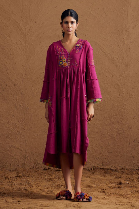 Gulzaar pink yoke dress