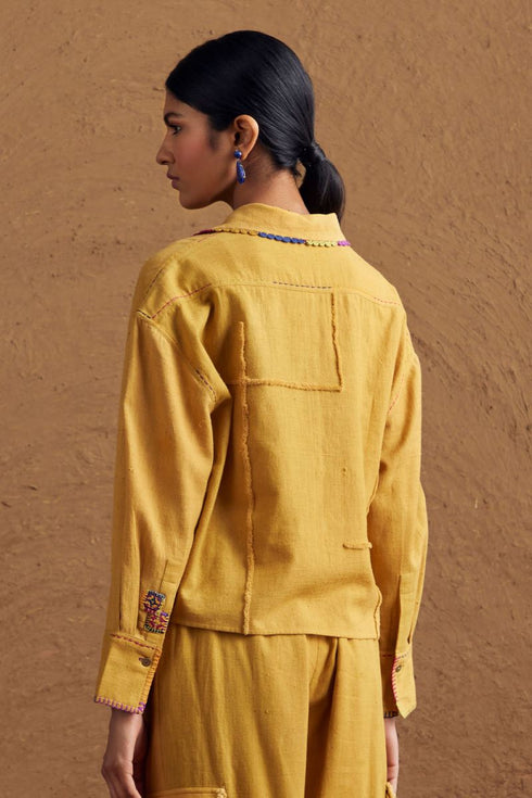 Gulzaar yellow crop shirt