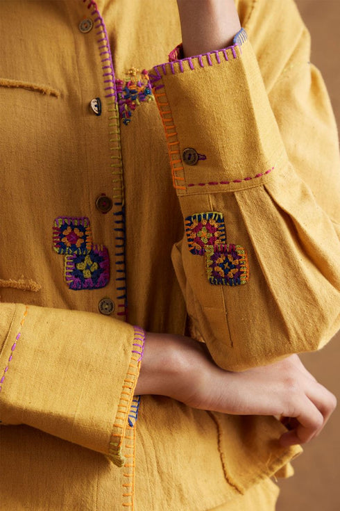 Gulzaar yellow crop shirt