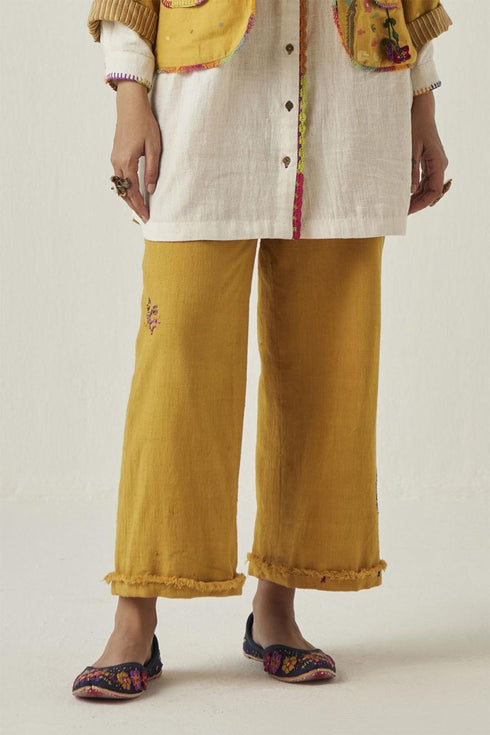 Gulzaar yellow frayed pants