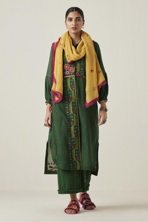 Gulzaar yellow frayed stole