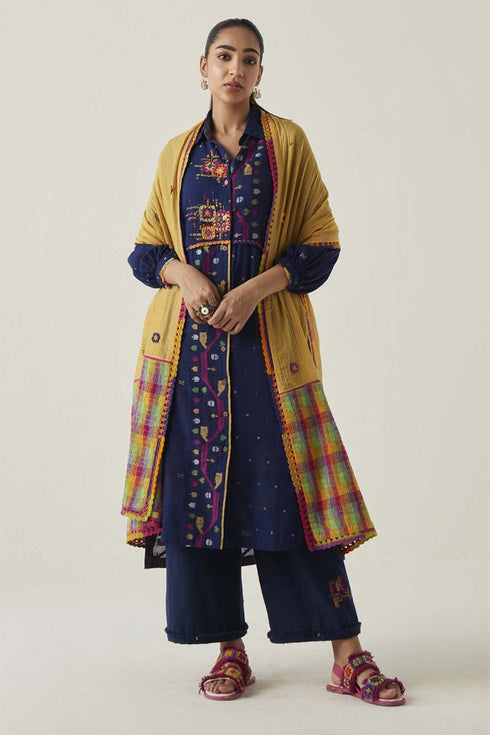 Gulzaar yellow lace stole