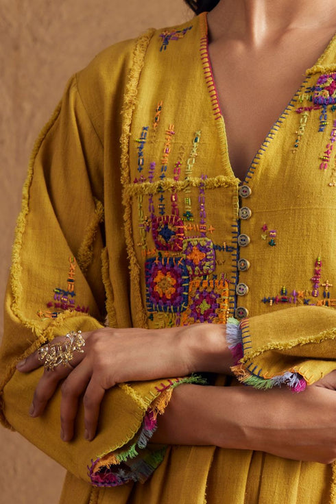 Gulzaar yellow yoke dress