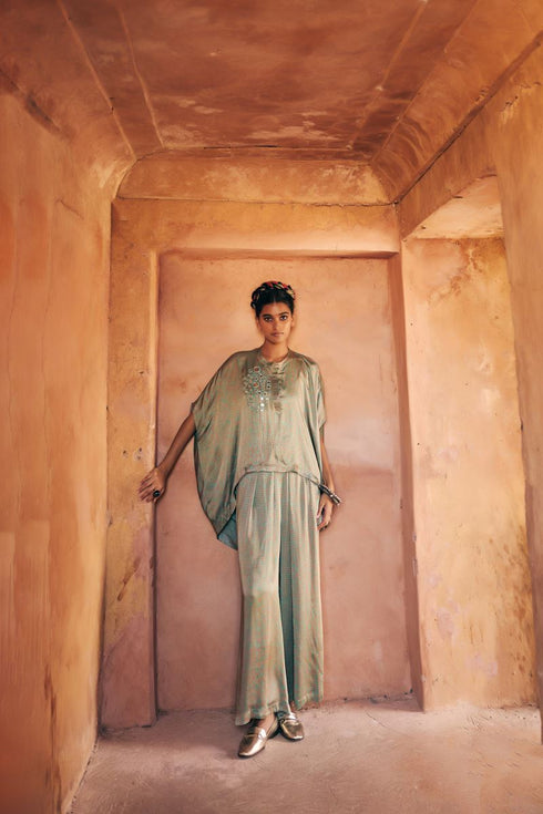 Haldi Nashpal blue cowl co-ord set