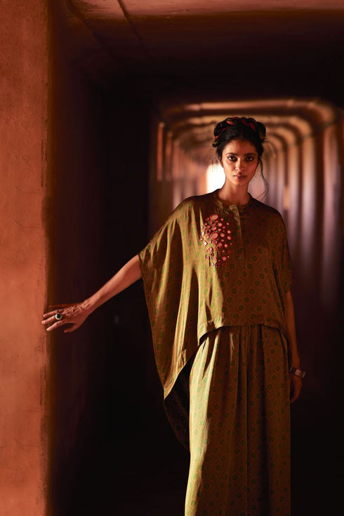 Haldi Nashpal green cowl co-ord set