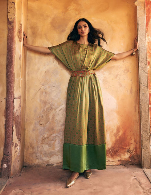 Haldi Nashpal green dress with embroidered belt