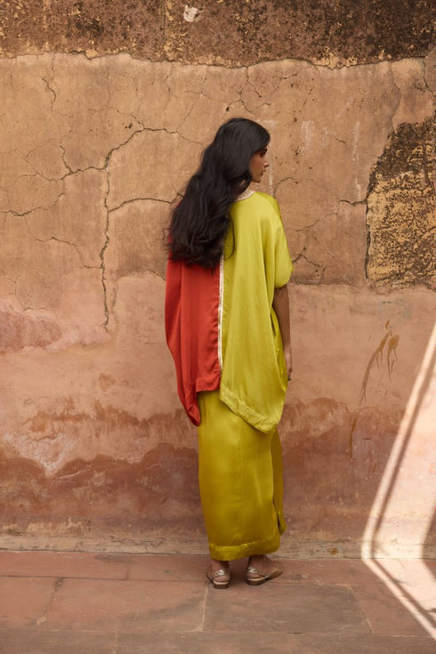 Haldi Nashpal half-and-half green kaftan skirt set