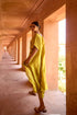 Haldi Nashpal long V neck yellow kaftan set