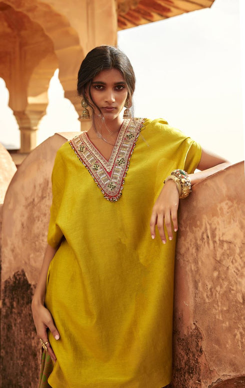 Haldi Nashpal yellow and green Sharara set