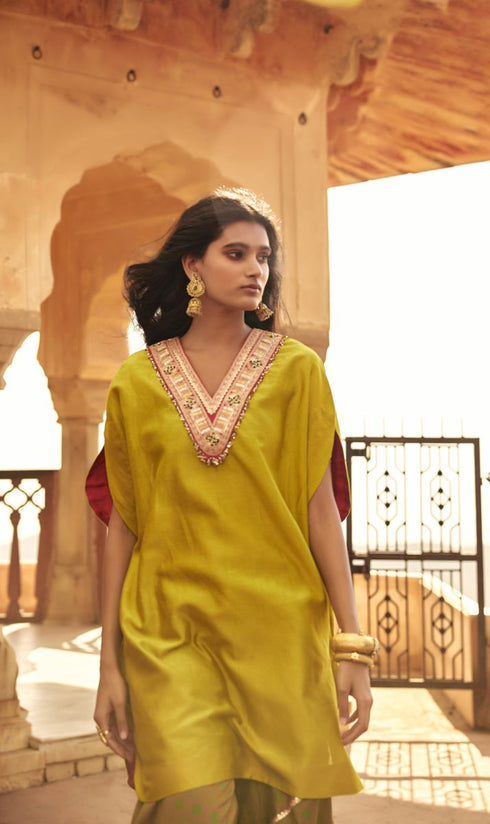 Haldi Nashpal yellow and green Sharara set