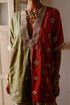Halfmoon green and red kaftan set