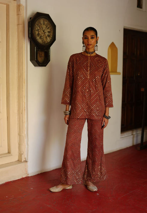 Halfmoon maroon co-ord set