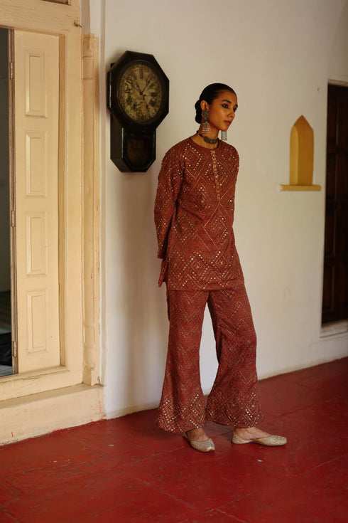 Halfmoon maroon co-ord set