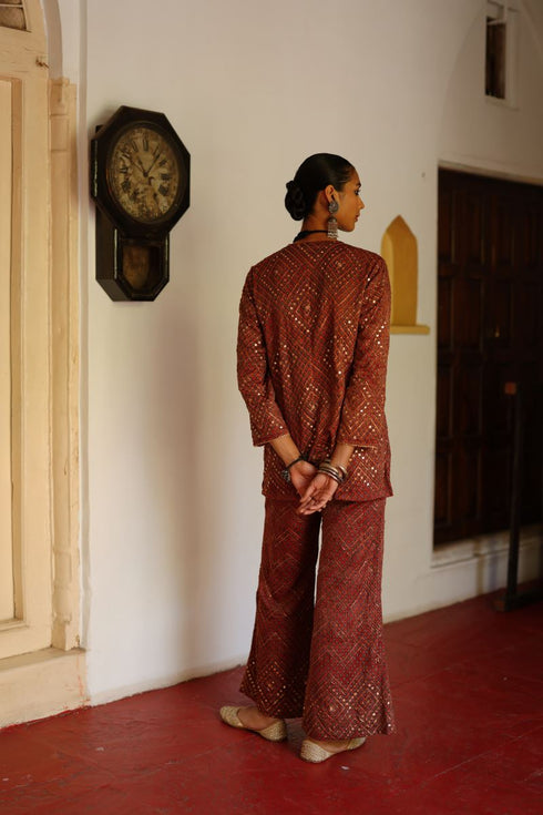 Halfmoon maroon co-ord set