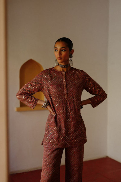 Halfmoon maroon co-ord set