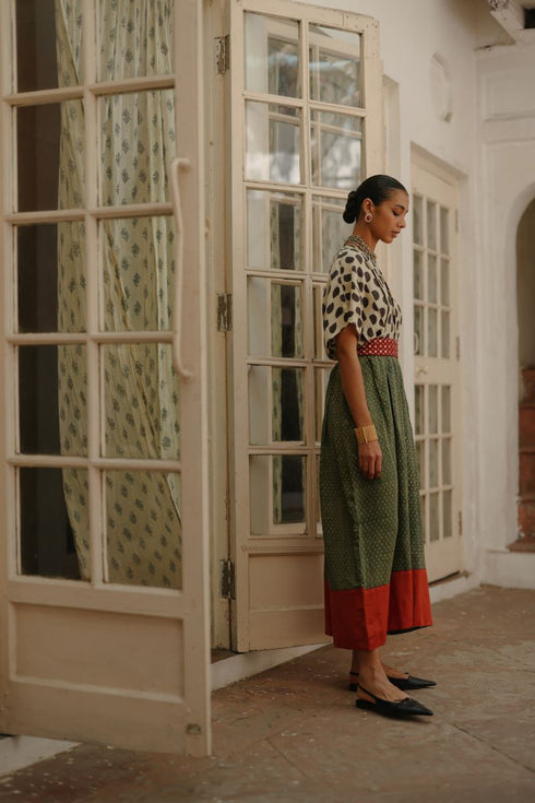 Halfmoon white and green dress