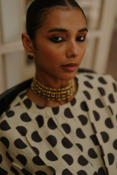 Halfmoon white and green dress