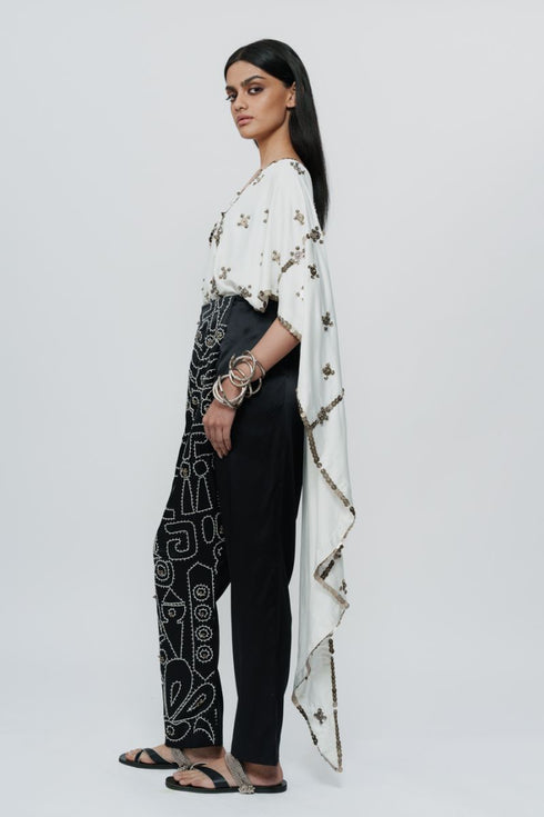 Hand embroidered shawl with appliqué pants & bralette