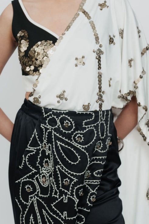 Hand embroidered shawl with appliqué pants & bralette